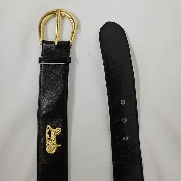Celine Carriage Belt In Black Leather And Gold Hardware Women's Size 70 - Picture 12 of 13